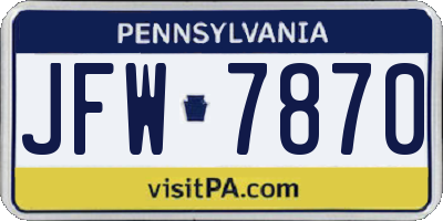 PA license plate JFW7870