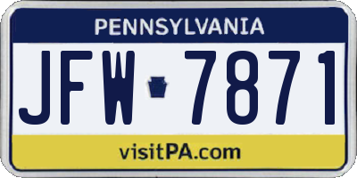 PA license plate JFW7871