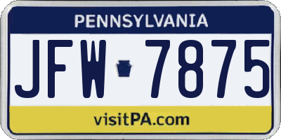 PA license plate JFW7875