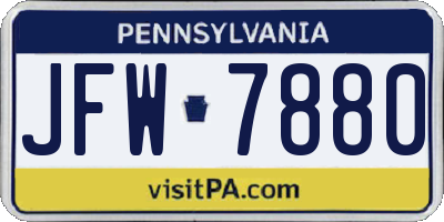 PA license plate JFW7880