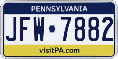PA license plate JFW7882