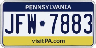 PA license plate JFW7883