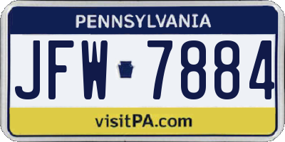PA license plate JFW7884
