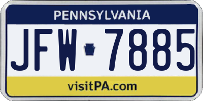PA license plate JFW7885
