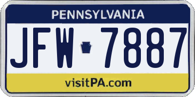 PA license plate JFW7887