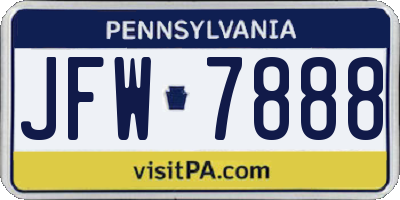PA license plate JFW7888