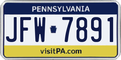 PA license plate JFW7891