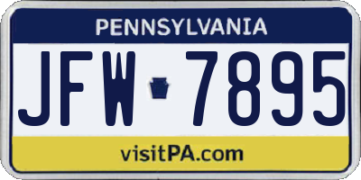 PA license plate JFW7895