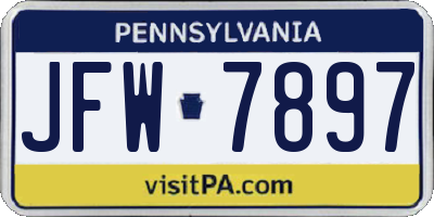 PA license plate JFW7897