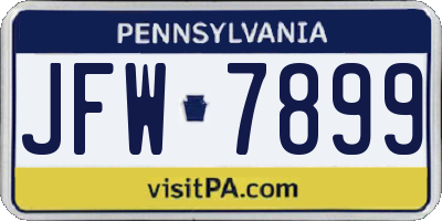 PA license plate JFW7899