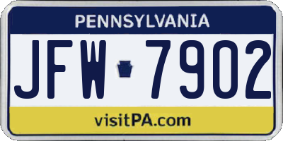 PA license plate JFW7902
