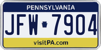 PA license plate JFW7904