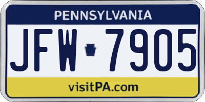 PA license plate JFW7905