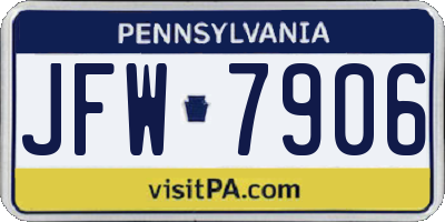 PA license plate JFW7906