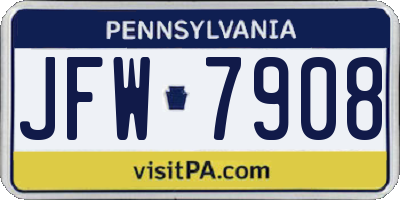 PA license plate JFW7908