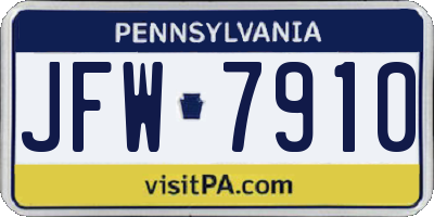 PA license plate JFW7910