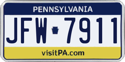 PA license plate JFW7911