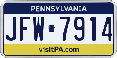 PA license plate JFW7914