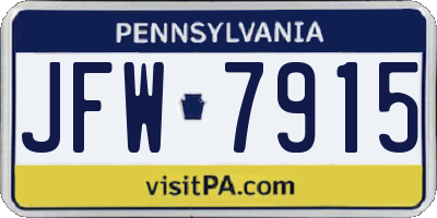 PA license plate JFW7915