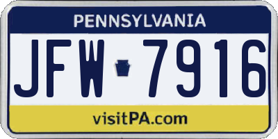 PA license plate JFW7916