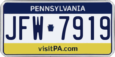 PA license plate JFW7919