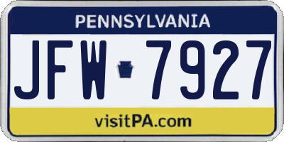 PA license plate JFW7927