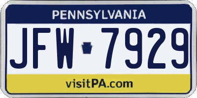 PA license plate JFW7929