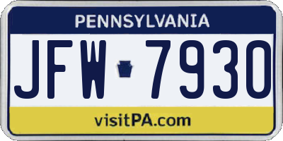 PA license plate JFW7930