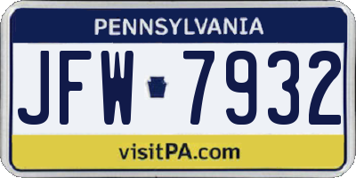 PA license plate JFW7932