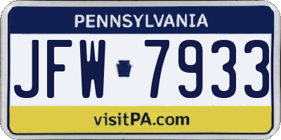 PA license plate JFW7933