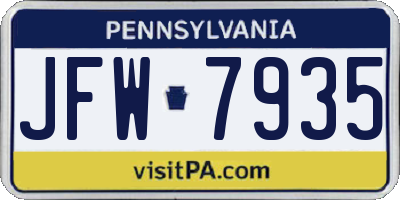 PA license plate JFW7935