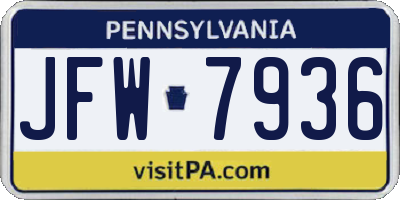 PA license plate JFW7936