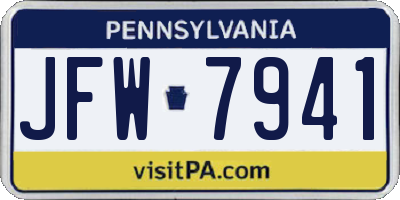 PA license plate JFW7941
