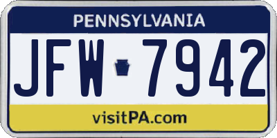 PA license plate JFW7942