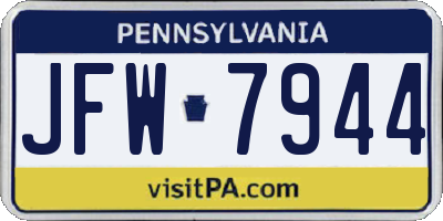 PA license plate JFW7944