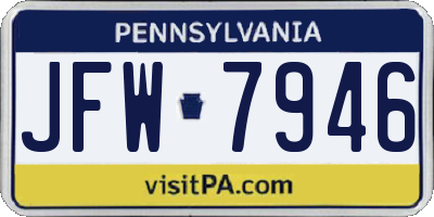 PA license plate JFW7946