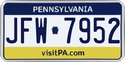 PA license plate JFW7952
