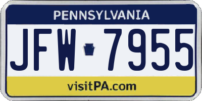 PA license plate JFW7955