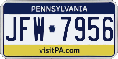 PA license plate JFW7956