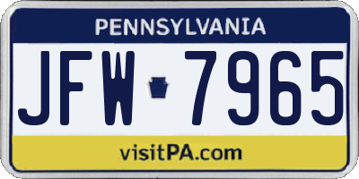 PA license plate JFW7965