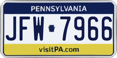 PA license plate JFW7966