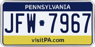 PA license plate JFW7967