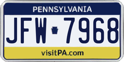 PA license plate JFW7968