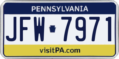 PA license plate JFW7971