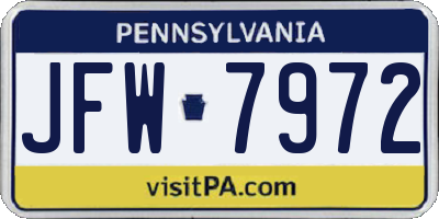 PA license plate JFW7972