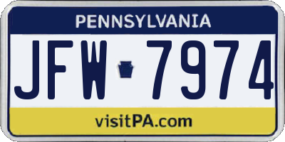 PA license plate JFW7974