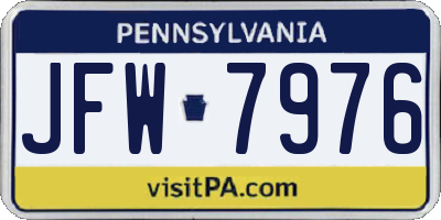 PA license plate JFW7976