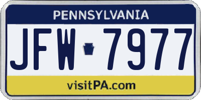 PA license plate JFW7977