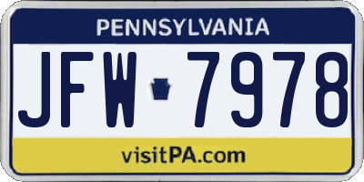 PA license plate JFW7978