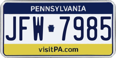 PA license plate JFW7985